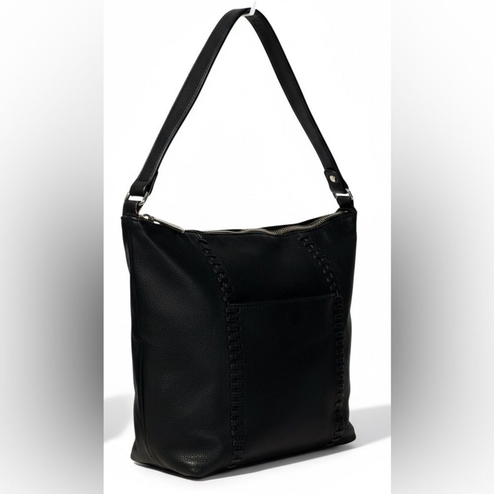 Tommy Bahama Black Leather Hobo Shoulder Bag Soft Slouchy Everyday purse - Picture 5 of 11